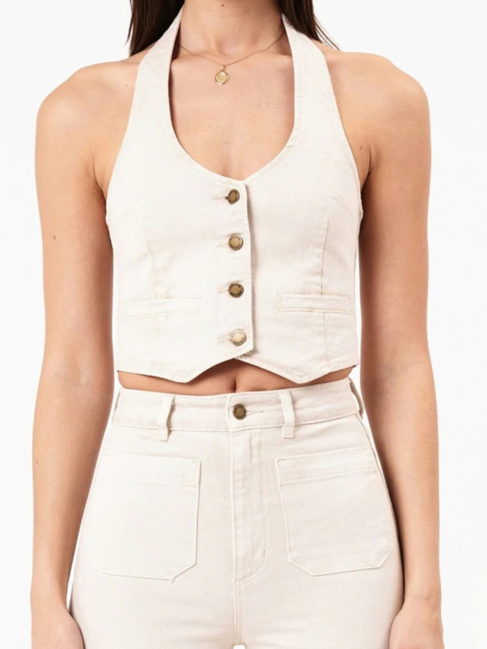 Rolla’s The Halter Cotton Off White Denim Vest. Size M. Retail $129